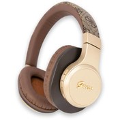 Resim Guess Orjinal Lisanslı Bluetooth Kulaklık Script Gold Serisi Metal Yazı Logolu 4G Desenli Kahverengi 