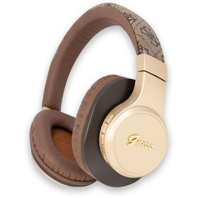 Resim Guess Orjinal Lisanslı Bluetooth Kulaklık Script Gold Serisi Metal Yazı Logolu 4G Desenli Kahverengi 