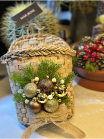 Resim Marrone Gold Takım Sepeti Posta Kutusu Süslü Hasır Sepet 