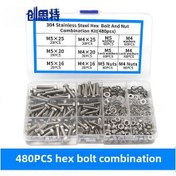 Resim Konesam 304 Paslanmaz Çelik M4-m5 Dış Çokgen Somun Ve Somun Seti, 480 Adet Tam Dolu, Endüstriyel Kullanım İçin Dayanıklı Ve Korozyona Dayanıklı 