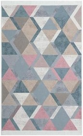 Resim ARYA AR 10 BLUE PINK Yıkanabilir Çift Taraflı Modern Desenli Dokuma Kilim, Pembe, 80 x 300 