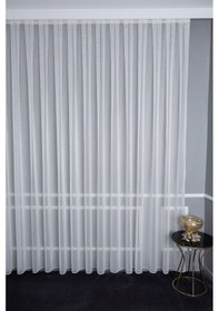 Resim File Cleo 1/3 Sık Pileli Ütü İstemez Kırışmaz Yeni Sezon Salon Oda Tül Perdesi Ekru 