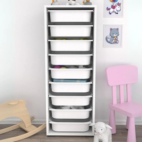 Resim Zola 9 Sepetli Çok Amaçlı Oyuncak Dolabı, Mutfak Dolabı Beyaz 