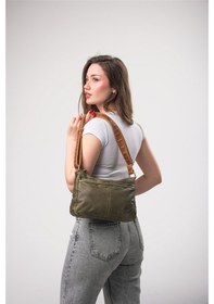 Resim Ççs 18083 Çapraz Askılı Çanta Yeşil-camel 