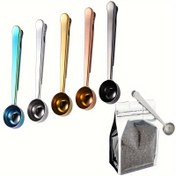Resim Kahve, Çay, Protein Tozu İçin 15ml Espresso Ölçme Kaşığı ile Çanta Klipsli Paslanmaz Çelik Kahve Kaşığı - Poşetlerde Hava Geçirmez Mühür İçin 1 Adet Çok Fonksiyonlu Klipsli Kaşık 