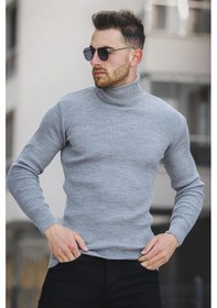 Resim Oksit Seka 813 İnce Fitilli Slim Fit Erkek Boğazlı Kazak 001 