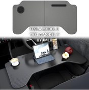 Resim coofbe Tesla Model 3 Model Y Için Katlanabilir Sehpa Araç Tepsisi Tesla Bardak Ve Telefon Tutucu Sta 