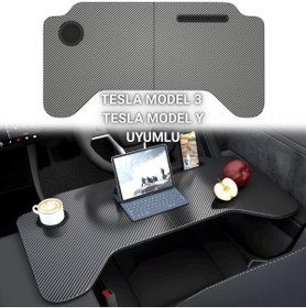 Resim coofbe Tesla Model 3 Model Y Için Katlanabilir Sehpa Araç Tepsisi Tesla Bardak Ve Telefon Tutucu Sta 