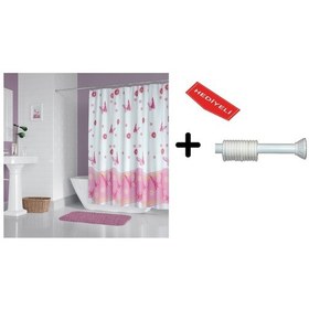 Resim Banyo Duş Perdesi 6020 120x200 Perde Borusu Askı Aparatı 90x130 Hediyeli Çok Renkli 