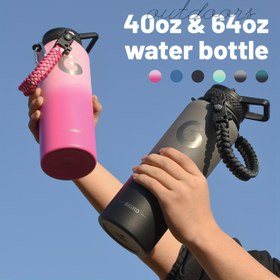 Resim 1 adet BIGRD Şükran Günü, Sevgililer Günü Hediyesi, 40oz/1183ml, 64oz/1893ml İzoleli Su Şişesi, 1.8L, Üç Katlı Vakumlu Paslanmaz Çelik (Soğuk 48 Saat), Yarım Galon Su Şişesi ile Paracord Tutma Kolu ve Pipetli Kapak 