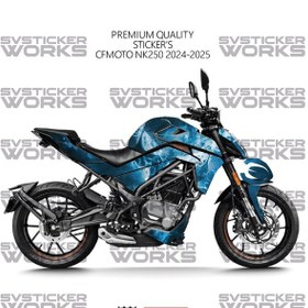 Resim Cfmoto 250nk Kaplama Sticker Blue Punisher Design Motor Kaplama Modeli Hazır Kit 2023-2026 Uyumlu 