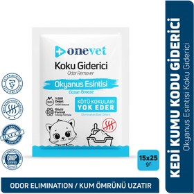 Resim OneVet Kedi Koku Giderici Okyanus Esintisi Kokulu 25 Gr. 15 Adet - 15 X 25 Gr 
