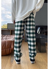 Resim Bel Lastikli Ekose Model Eşofman Altı Yeşil Yeşil 