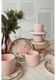 Resim Keramika Pink Woods Stackable Çay Takımı 12 Parça 6 Kişilik 22641 