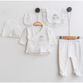 Resim Cherub Baby Balkabağı Dantelli %100 Pamuk Yenidoğan Kız Bebek 5 Parça Hastane Çıkışı Zıbın Seti 