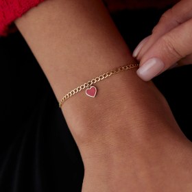 Resim Kırmızı Mineli Kalp Charm Bileklik Sarı 