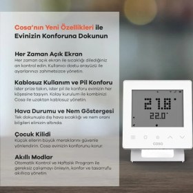 Resim TeknoKapsül Akıllı Oda Termostatı Kablosuz Kombi V5 (Beyaz) 
