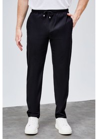 Resim HLT Jeans Erkek Siyah Relaxed Fit Yandan Cepli Beli Lastikli Bağcıklı Duble Paça Jogger Pantolon Bolt-1996 Siyah 