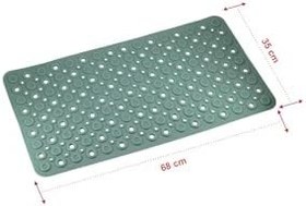 Resim Premium Serisi Banyo - Küvet İçi Kaydırmaz Vantuzlu Oluklu Desenli Diktördgen Paspas 67,5 x 34,5 cm, Yeşil 