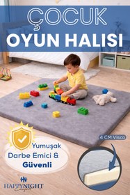 Resim HAPPYNIGHT Nesty Play Mat | Çocuk Oyun Halısı 4 cm Visco Memory Foam Kaymaz Yumuşak Matı 