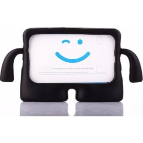 Resim Caseart Samsung Tab A7 T500 Renkli Tutacaklı Stantlı Silikon Çocuk Tablet Kılıfı - Siyah 