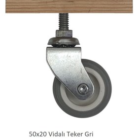 Resim Adilon Ofis Koltuk Dolap Etajer 360 Derece Döner 50 X 20 Vidalı Teker Gri 50 Mm 