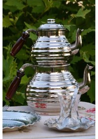 Resim Bakır Çaydanlık Dilimli Model Gümüş Renk Gümüş 