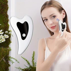 Resim Yüz Kazıma Masaj Aleti Gua Sha Yüz Aleti Isı Elektrikli Açık Bej Kazıma Plakası, Yüz Boyun Göz Bakım Aletleri Açık Bej 