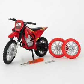 Resim Model Cross Kırmızı Motorsiklet Sök Tak Tekerlekli 1:18 Ölçek 3+ Yaş Çok Renkli 