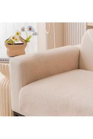 Resim MER HOME Teddy Kıvırcık Peluş Kolçak ( 1adet ) 70x 70cm Ölçü (Ekru) 