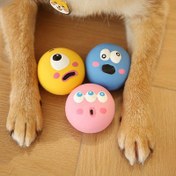 Resim 3 Adet / set Sevimli Büyük Göz Tasarımı ile Köpek Sesli Oyuncak, Pet Dayanıklı Kauçuk Çiğneme Dişleri Öğütme ve Temizleme Topu ile Squeaky Köpek Oyuncak Topu, Etkileşimli Eğitim Pet Malzemeleri 