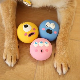 Resim 3 Adet / set Sevimli Büyük Göz Tasarımı ile Köpek Sesli Oyuncak, Pet Dayanıklı Kauçuk Çiğneme Dişleri Öğütme ve Temizleme Topu ile Squeaky Köpek Oyuncak Topu, Etkileşimli Eğitim Pet Malzemeleri 