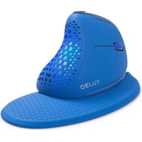 Resim Delux Seeker Kablosuz Ergonomik Dikey Mouse, OLED Ekran - M618SXD-MAVI 