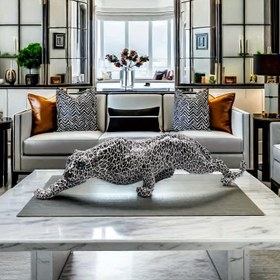 Resim Geometrik Leopar Heykeli Reçine Heykel, Toplanabilir Çita Figürü, Modern Ev Ofis Dekoru Oturma Odası İçin, Masaüstü, Kitaplık, TV Standı, Çeşitli Oda Türleri İçin Çok Yönlü İç/Dış Mekan Dekoratif Aksesuar, Şükran Günü, Babalar Günü, Mezuniyet, Juneteenth, 4 Temmuz gibi Tatiller İçin İdeal - Harf Hayvan Temalı Dekor Parçası Elektrik Kullanmadan 