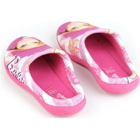 Resim Gezer Barbie 14533 Temal Kumaş Kız Çocuk Halı Terlik 30-35 Fuşya 