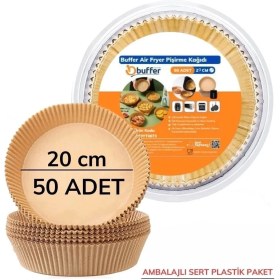 Resim Tp Buğz 50 Adet 20 cm Air Fryer Pişirme Kağıdı Tek Kullanımlık Yağ Geçirmez Yuvarlak Tabak Model Pvc 