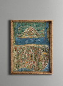 Resim epiqart İstanbul Haritası - Vintage Desenli Çerçeve 