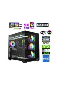 Resim Xaser Neon-X50 i3-14100F 32 GB 1 TB M.2 NVMe SSD 8 GB RTX5060 Free Dos Masaüstü Oyuncu Bilgisayarı 