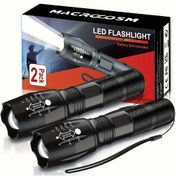 Resim 2 adet LED El Feneri, Taşınabilir El Feneri 5 Mod ve Yakınlaştırılabilir, Kamp, Yürüyüş, Açık Hava, Ev Acil Durum Aydınlatması için Parlak Fener, Pil Dahil Değil 