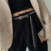 Resim Kemer Kadın Bel Kemer Basit ve Retro Hip-Hop Dekorasyon Öğrenci Kot Aksesuarları Metal Kemer 