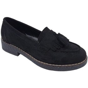 Resim Zerhan 2403 Kadın Siyah Süet Günlük Kullanım Loafer Ayakkabı Siyah 