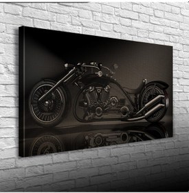 Resim Futuristik Siyah Chopper Motosiklet Kanvas Tablo 60 X 120 