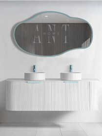 Resim Asimetrik 75x40 Cm Konsol Aynası, Dresuar Aynası, Tuvalet Aynası, Holl Aynası, Banyo Aynası Mavi 75 X 40 Mavi 