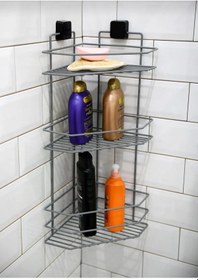 Resim Ömür Boyu Paslanmaz Yapışkanlı Banyo Köşeliği 3 Katlı Gri Çok Renkli 