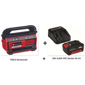 Resim Einhell Pressito 18/25 Hybrid Akülü Hibrit Kompresör + A1 18V 4.0AH PXC Starter Kit 
