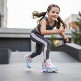 Resim Rocky Patenli Çocuk Ortopedik Işıklı Tekerlekli Patenli Spor Kaykay 4 Tekerli Ayakkabı 