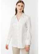 Resim Ekol Kadın Büyük Beden Saten Gömlek 3510 Ekru Ekru 