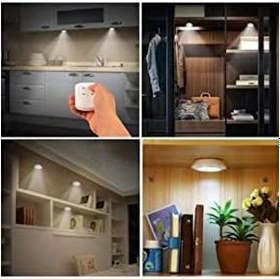 Resim Uzaktan Kumandalı 3 Lü Spot Led Lamba Kablosuz Pilli Işıldak 