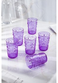 Resim Akrilik Mor 6'lı Kısa Bardak & Su Meşrubat Kahve Yanı Bardağı 400 Ml Cam Değildir Mor 