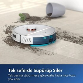 Resim Islak ve Kuru Temizlik Robotu Otomatik Boşaltma Istasyonu Homerun 3000 Serisi Robot Süpürge - Luciole Lambader Hediyesiyle 